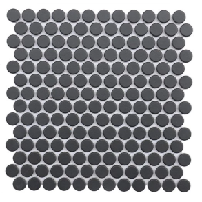 Black Penny Round - glass tile